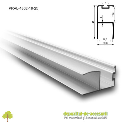 Profil Y mâner vertical aluminiu, cu perie 18mm lungimea 2,5m