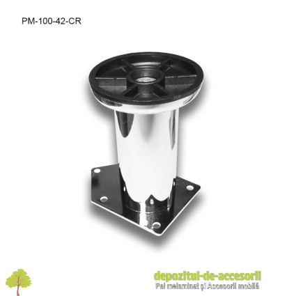 Picior metalic mobilier H100  Ø42mm cromat