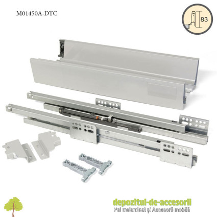 Sertar laterale metalice 450x83mm tip Tandembox extragere totala amortizare la inchidere DTC M014500A