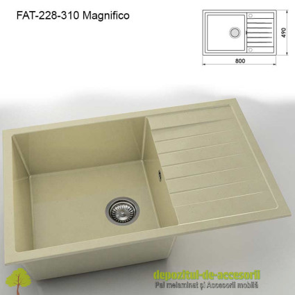 Chiuveta cu o cuva Granixit compozit 228-310 Magnifico 800x490mm
